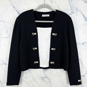 St. John Black Women's Jacket Gold accent 14 EUC